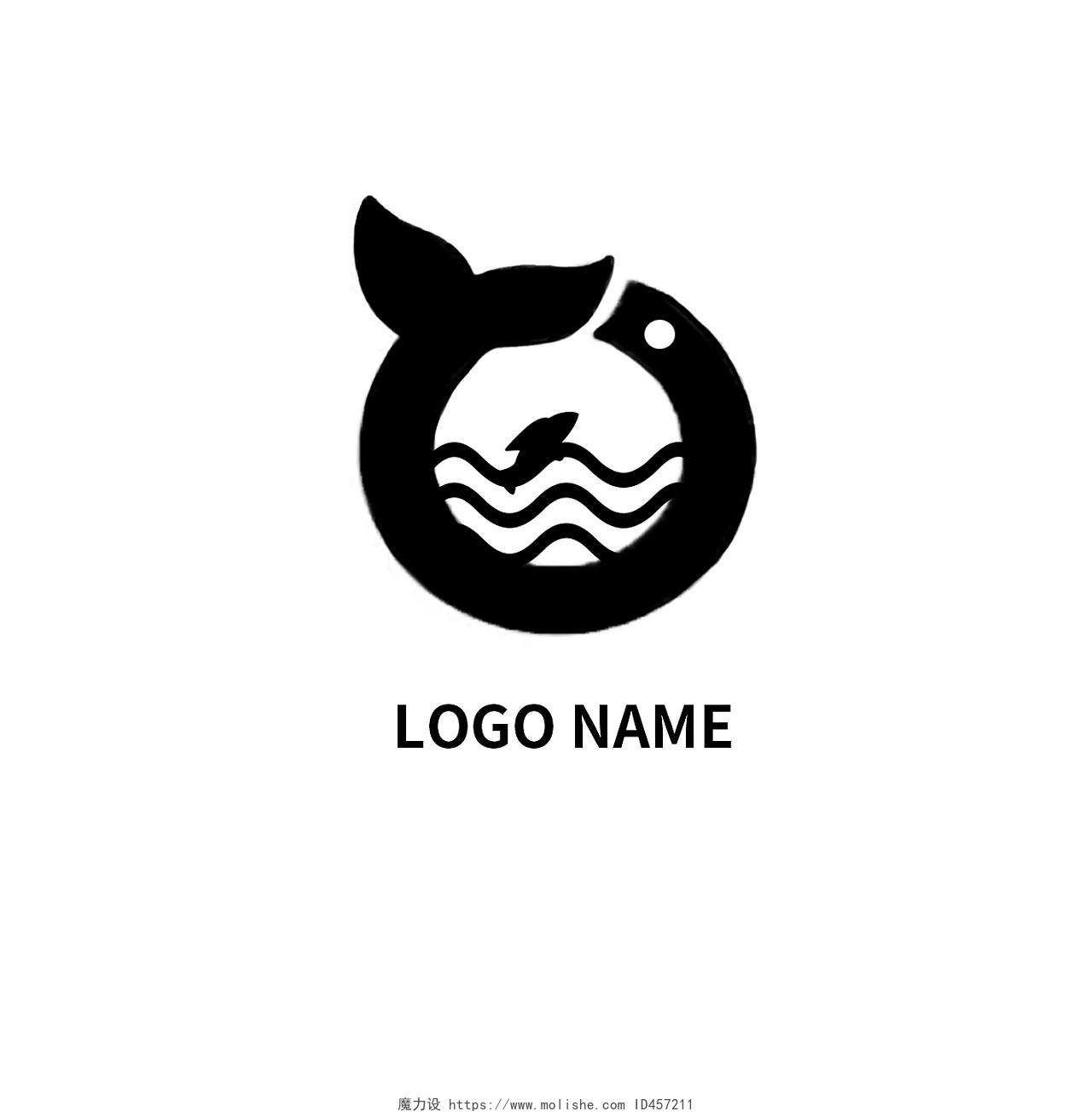 白色背景黑色标志logoname简约可爱logo设计